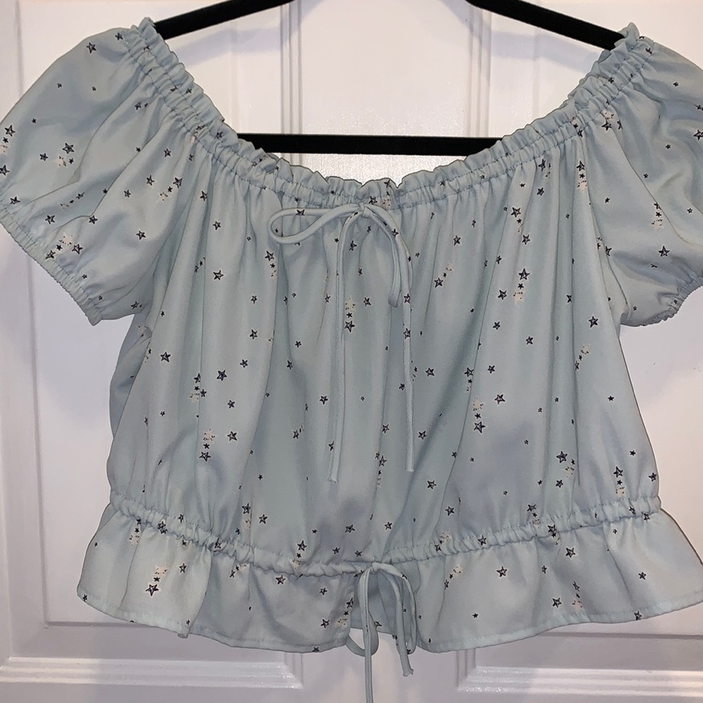 Vintage Havana Cropped puff sleeve top